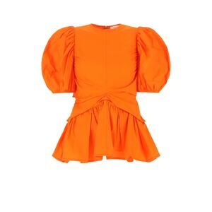 Cecilie Bahnsen Orange Puff Sleeved Poplin Faith Top Size 8